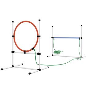 PawHut 5pc Dog Agility Training Equipment Set with Spray Water Tube, White