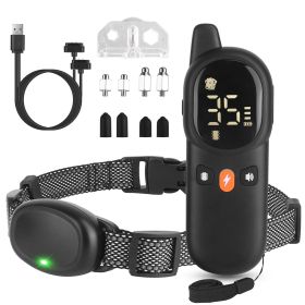 Dog Training Collar with Remote 2624FT 3 Modes Beep Shock Vibration Electric Rechargeable Correction Device IP67 Waterproof Transmitter Receiver (Color: Black)